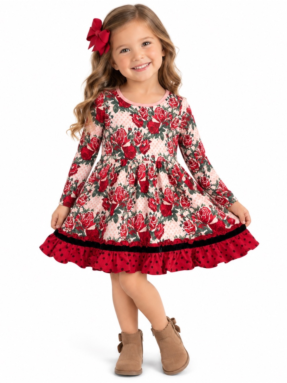 Matilda Jane Just Imagine Kensley Floral & Dot Print Christmas EUC Dress Size 2